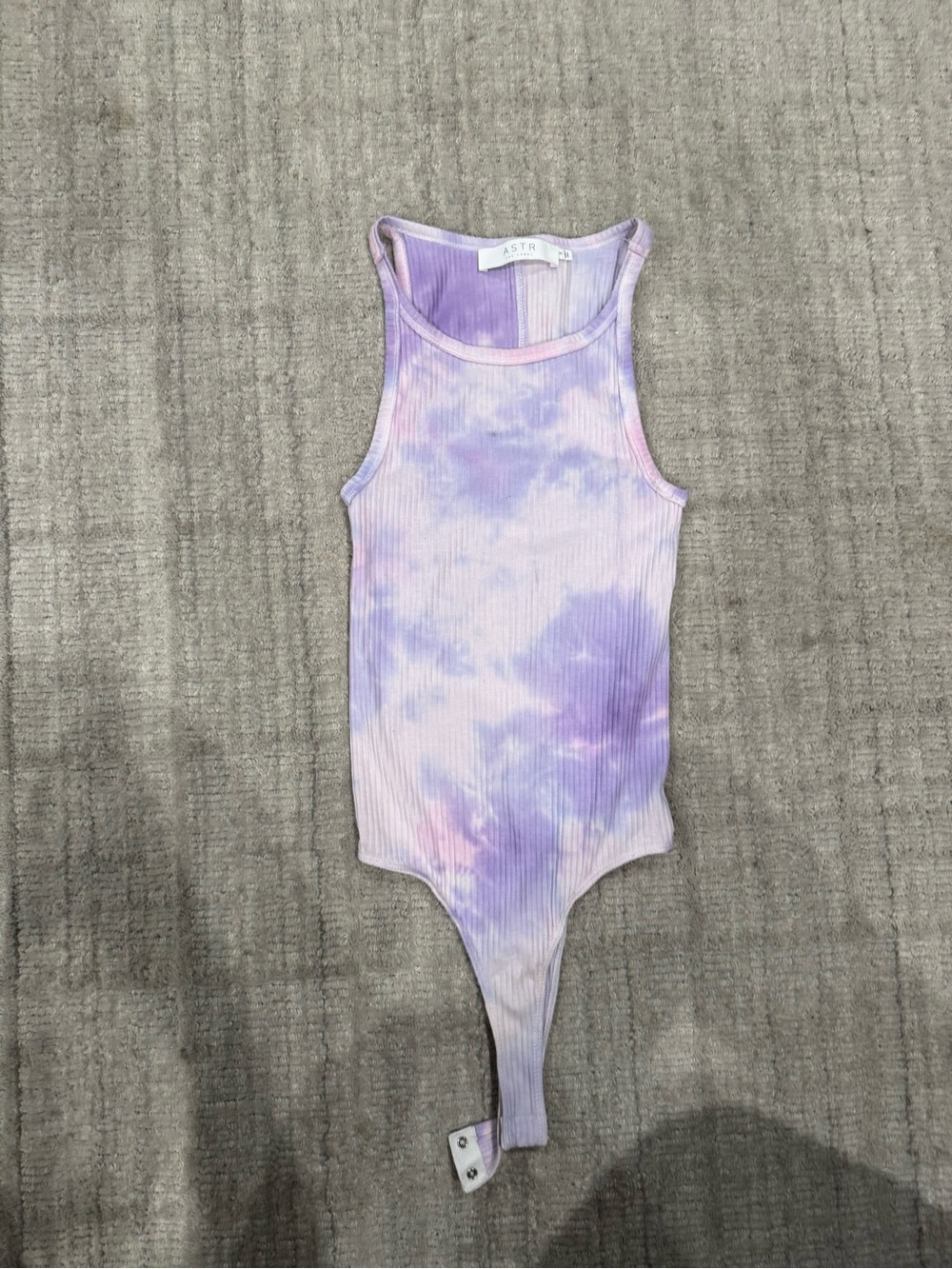 Astr Lavender & Light Pink Tie-Dye Ribbed Bodysuit